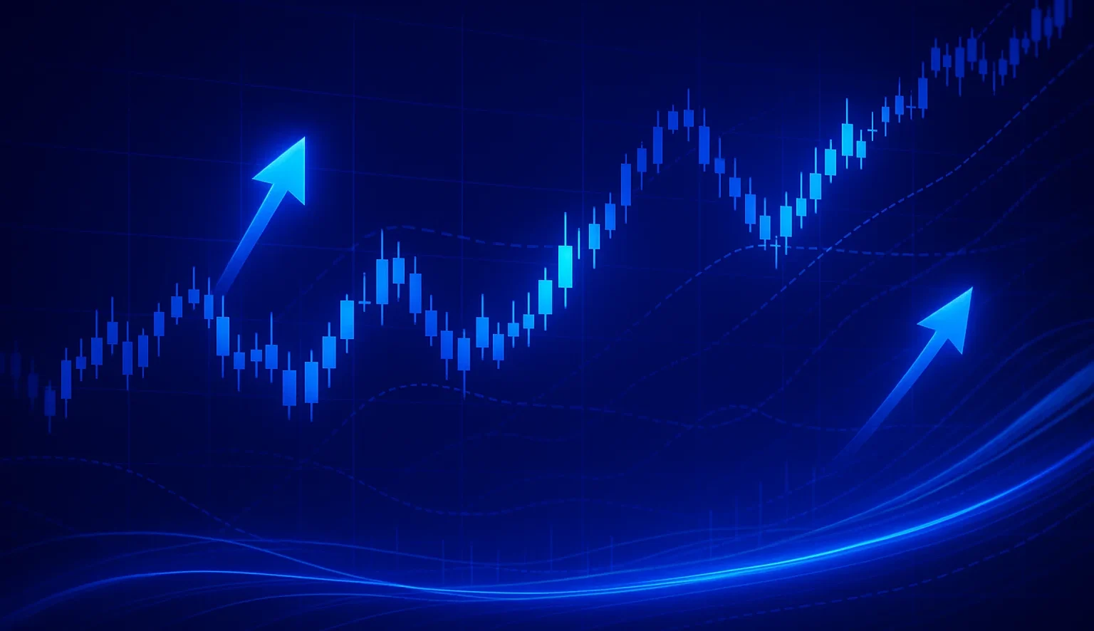 인기 있는 암호화폐 거래 전략을 상징하는 차트와 상승 화살표, 디지털 그래프 이미지.